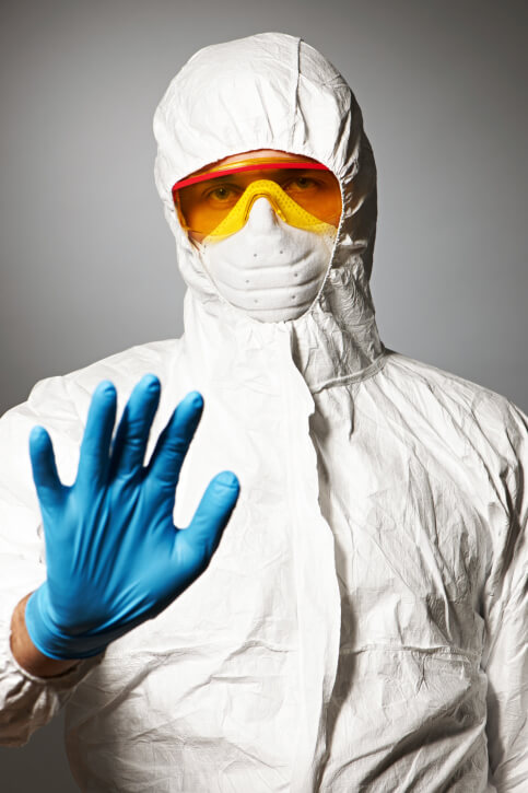 Scientist in protective wear
