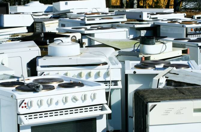 Appliances sitting in a lot