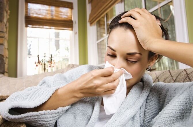 Woman sick at home