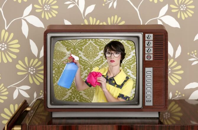 maid on vintage tv