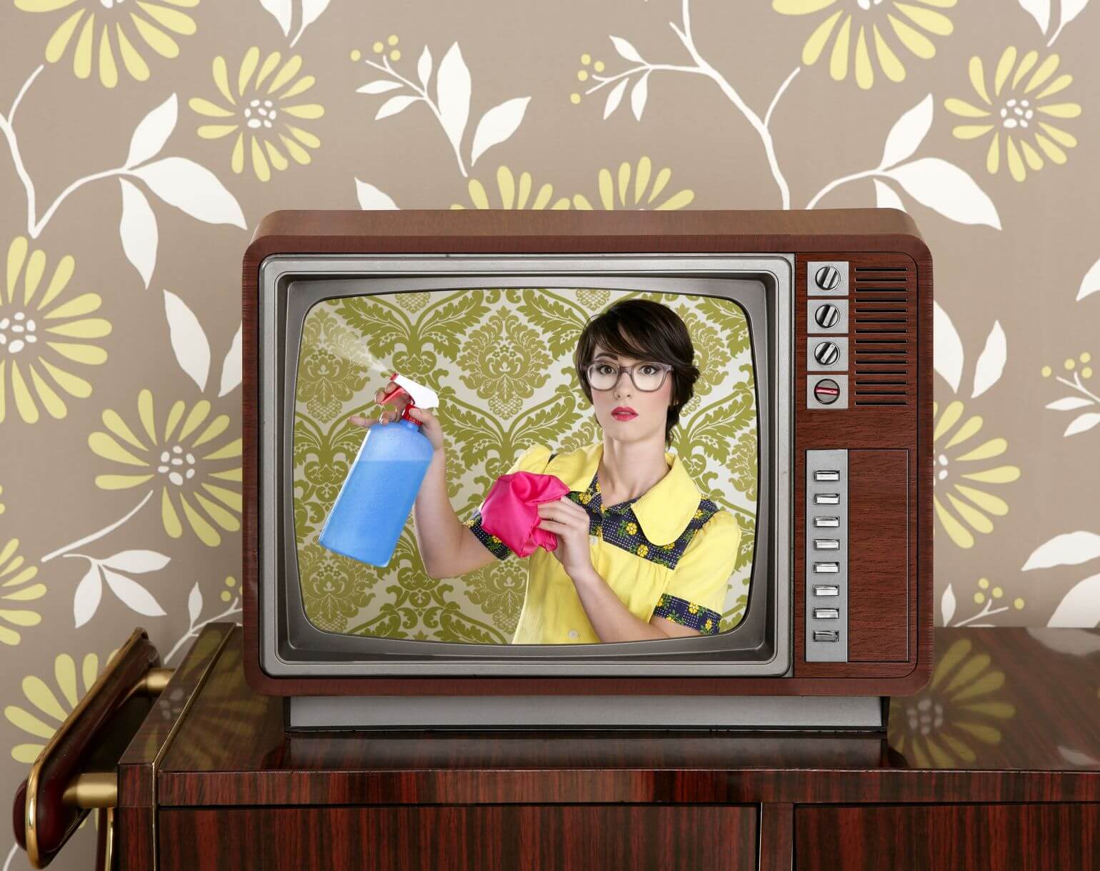 maid on vintage tv