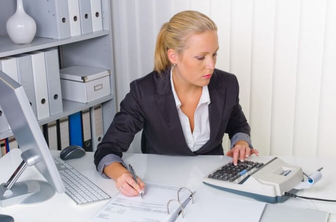 Female accountant sitting at a desk