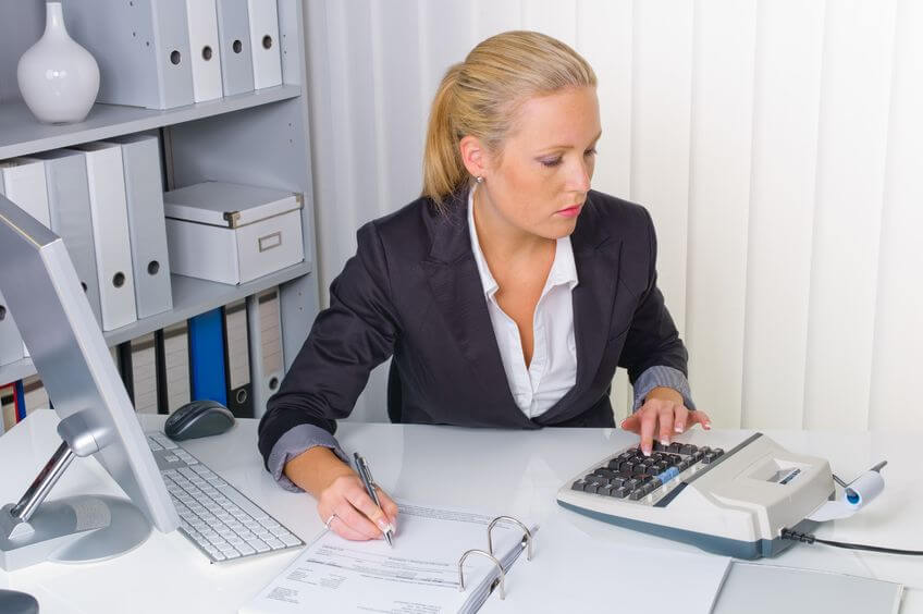 Female accountant sitting at a desk