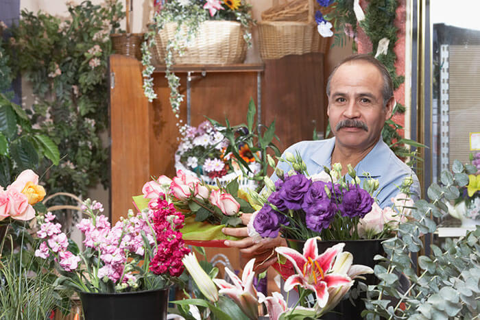 male florist with flowers