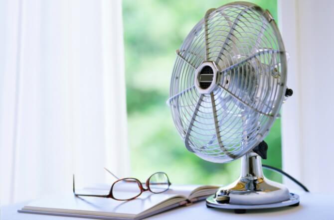 electric fan and book