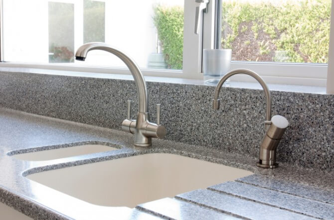 kitchen mixer tap and sink