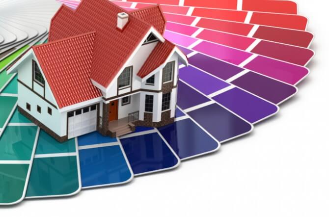 Construction concept. House and color palette.