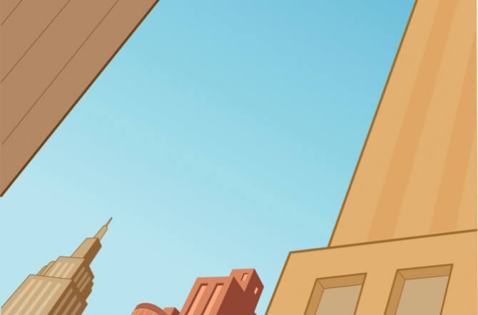 Comics City Skyline Scene For Flying Superheroes