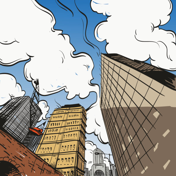 Hand drawn cityscape, vector illustration