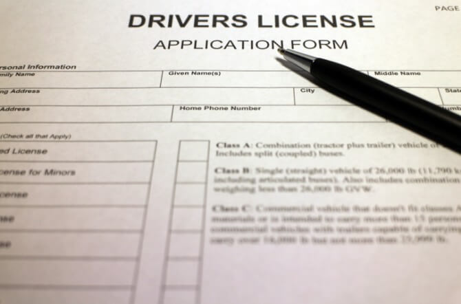 drivers license application black pen